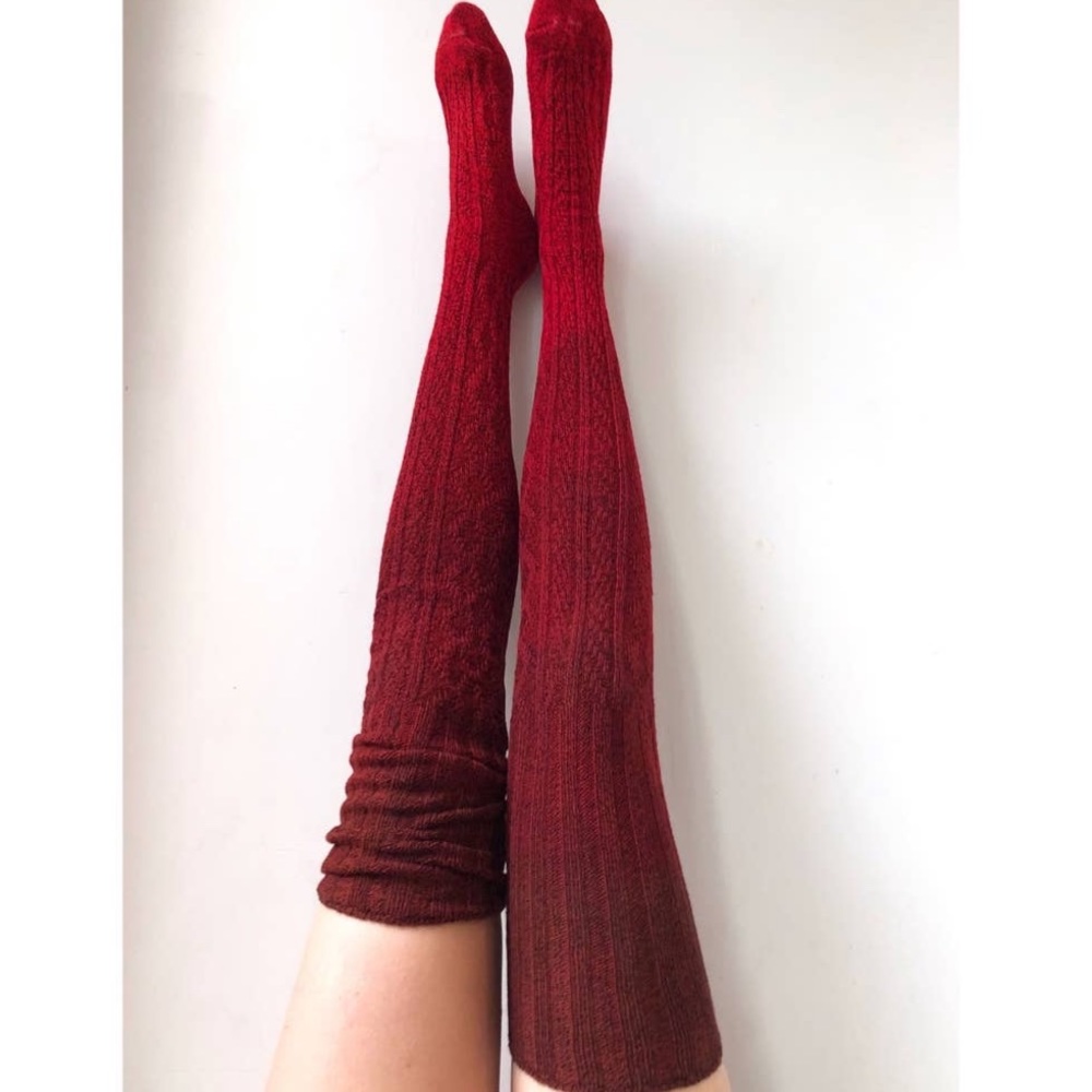 Rainbow Dip Dye Ombré Lux cable knit Thigh Highs - Picture 8 of 10